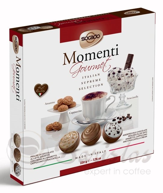 Socado Momenti Gourmet 220г ассорти шоколадных конфет, картон