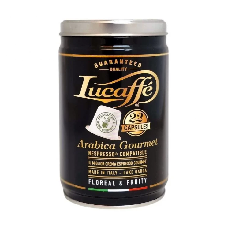 Lucaffe Gourmet Arabica Nespresso  22 шт кофе в капсулах ж/б
