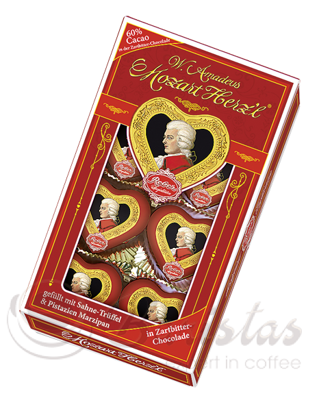 Reber Mozart Heart  80г темный шоколад мини сердечки
