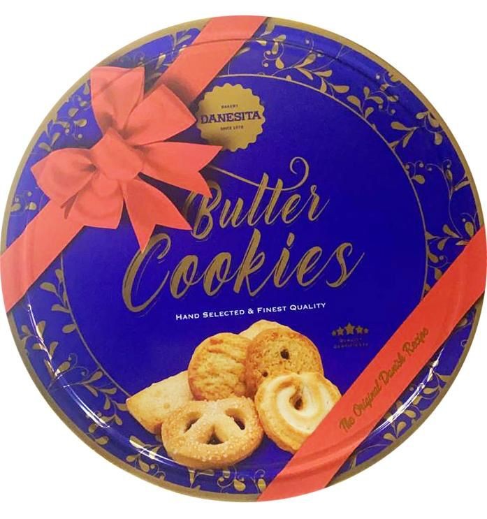 Danesita Butter Cookies Синяя с бантом сдобное печенье 340г ж/б