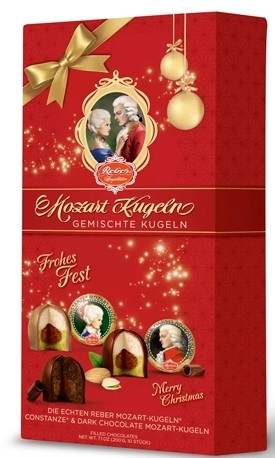 Reber Mozart Kugel шарики 200г ассорти шоколадных конфет Новогодняя