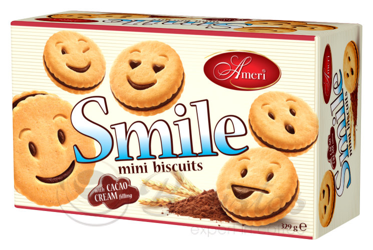 Ameri Smile мини-печенья с какао-кремовой начинкой  329г