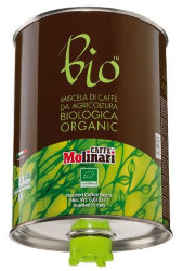 Molinari Bio Organic кофе в зернах 3 кг арабика и робуста жестяная банка