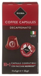 Кофе в капсулах Rioba Decaffeinato 11 кап x 5г