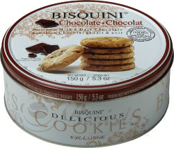 Bisquini Chocolate 150г Датское печенье с кусочками шоколада ж/б