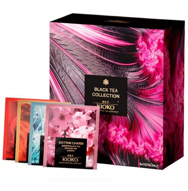 Коллекция чёрного чая в пакетиках KIOKO Black tea collection 4x10/2г/2,2г