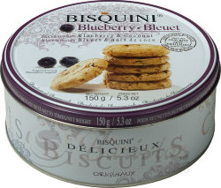 Bisquini Blueberry 150г Датское печенье с черникой и кокосом жестяная банка