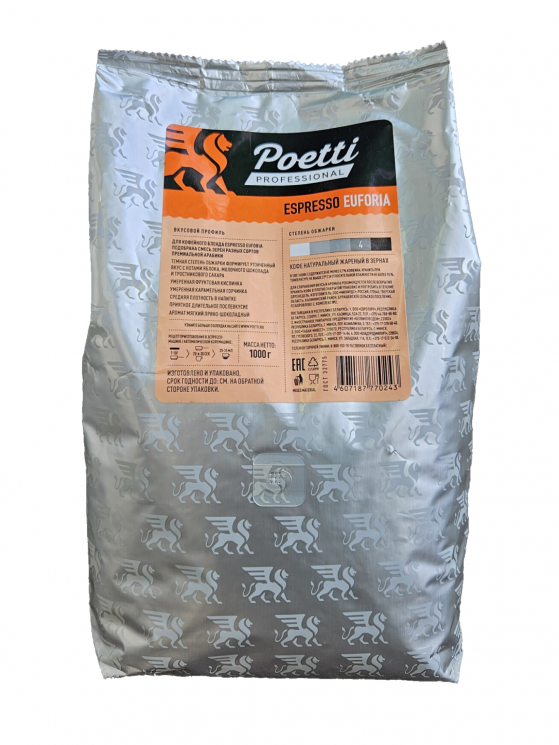 Poetti Professional Espresso Euforia кофе в зернах 1 кг