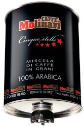 Кофе в зернах Molinari 5 Звезд 100% Arabica 3кг жестяная банка