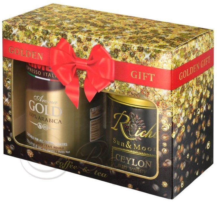 Kimbo Подарочный набор кофе Kimbo Gold 250г мол + Чай RN Цейлон 100г ж/б