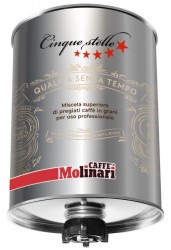 Molinari Cinque Stelle 5 звезд серебряная банка кофе в зернах 3кг