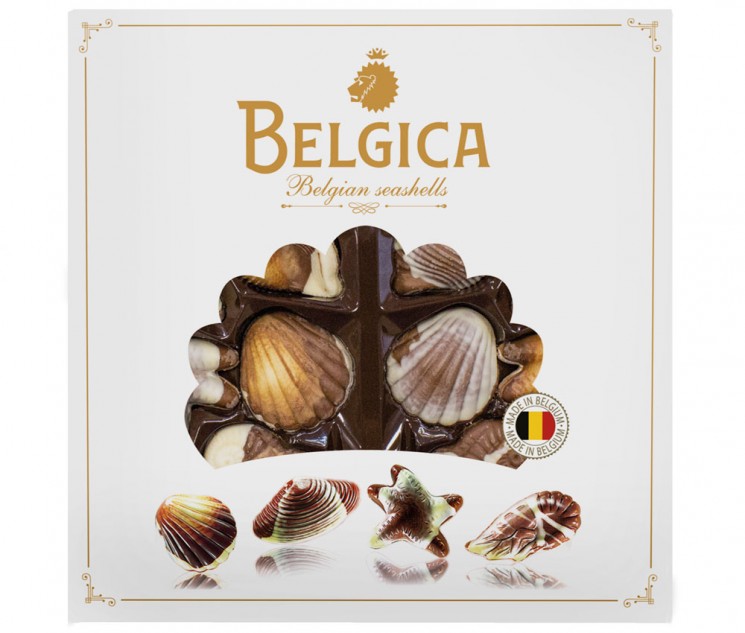Belgica шоколадные ракушки 250г с начинкой пралине