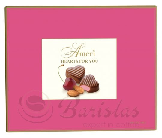 Ameri Pralinetti Hearts for You 125г шоколадные конфеты сердечки с начинкой амарена