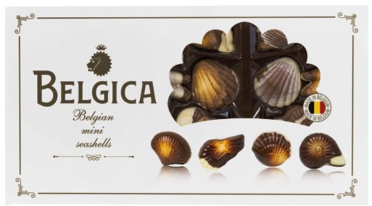Belgica шоколадные мини-ракушки 250г с начинкой пралине