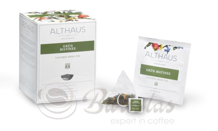 Althaus Grun Matinee Pyra-Pack 15 пак х 2,75г, зеленый японский чай в пирамидках
