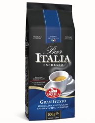 Saquella Bar Italia Gran Gusto 500г пакет кофе в зернах 80/20