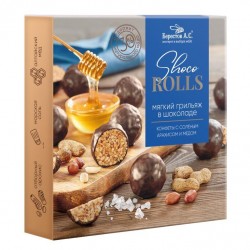 Берестов Shoco Rolls, с соленым арахисом и медом в шоколадной глазури 135г картон
