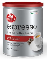 Saquella Espresso Gran Bar 250г кофе в зернах ж/б 60/40