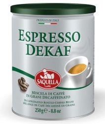 Saquella Espresso Dekaf 250г кофе в зернах без кофеина ж/б 60/40
