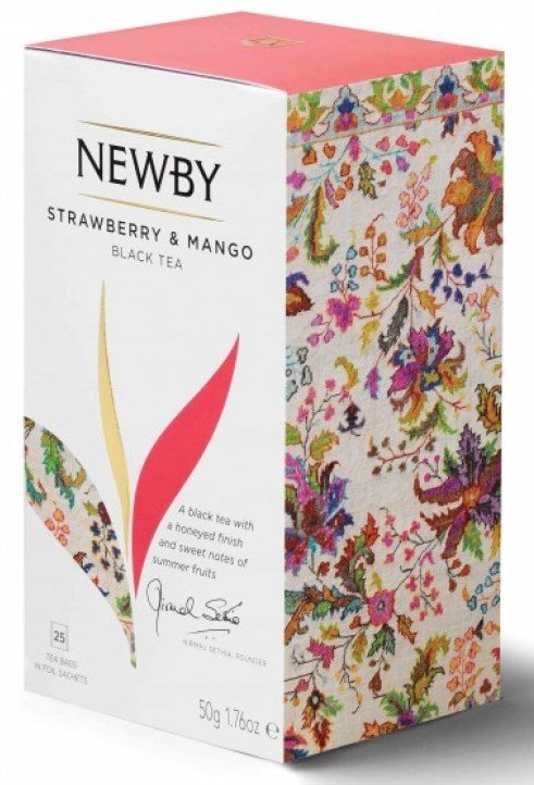Newby Strawberry & Mango  2 г х 25 пак. черный ароматизированный чай картонная упаковка 50 г