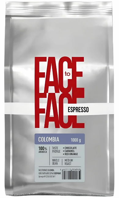 Face to Face Colombia 100  % Арабика 1 кг кофе в зернах пакет