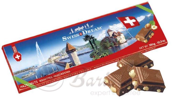 Шоколадная плитка Goldkenn Швейцарский стандарт молочный с орехом 300г