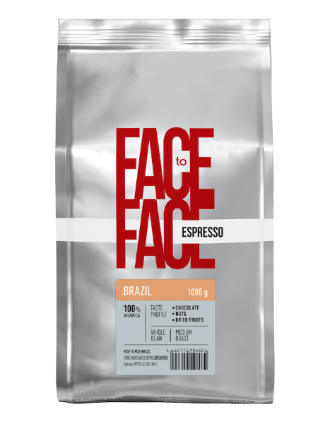 Face to Face Brazil 100% арабика 1 кг кофе в зернах пакет