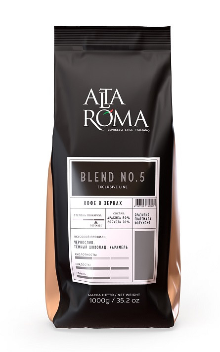 Alta Roma Nero / Blend № 5 кофе в зернах пакет 80/20