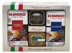 Kimbo Белый Подарочный набор Kimbo кофе молотый 2 x 250г + чай Estate 2 x 45г