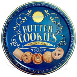 Сдобное печенье в жестяной банке Danesita Butter Cookies Синяя Рифленая 454г