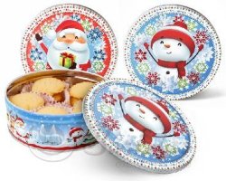 Сладкая сказка Дед Мороз и Снеговик 150г 2-в-1 сдобное печенье в ж/б