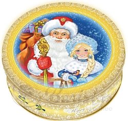 Сладкая сказка Дед Мороз и Снегурочка 2-в-1 сдобное печенье со сливочным маслом ж/б 400г