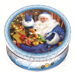 Сладкая сказка Дед Мороз 150г 2-в-1 Синяя и Красная жестяная банка сдобное печенье