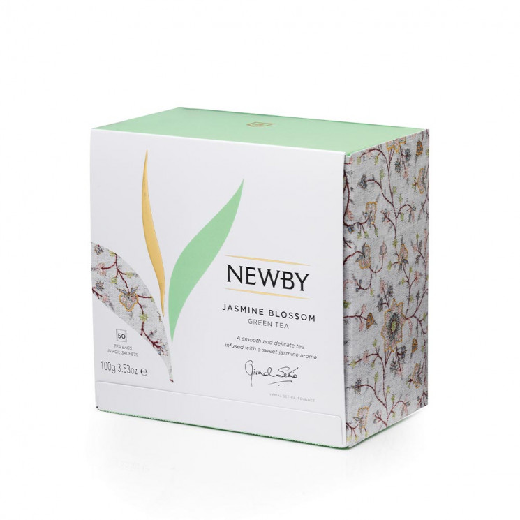 Newby Jasmine Blossom Цветок Жасмина  2 г х 50 пак. зеленый жасминовый чай картонная упаковка 100 г