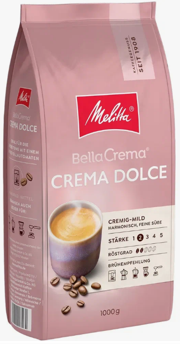 Melitta Bella Crema Crema Dolce кофе в зернах 1 кг арабика 100% пакет