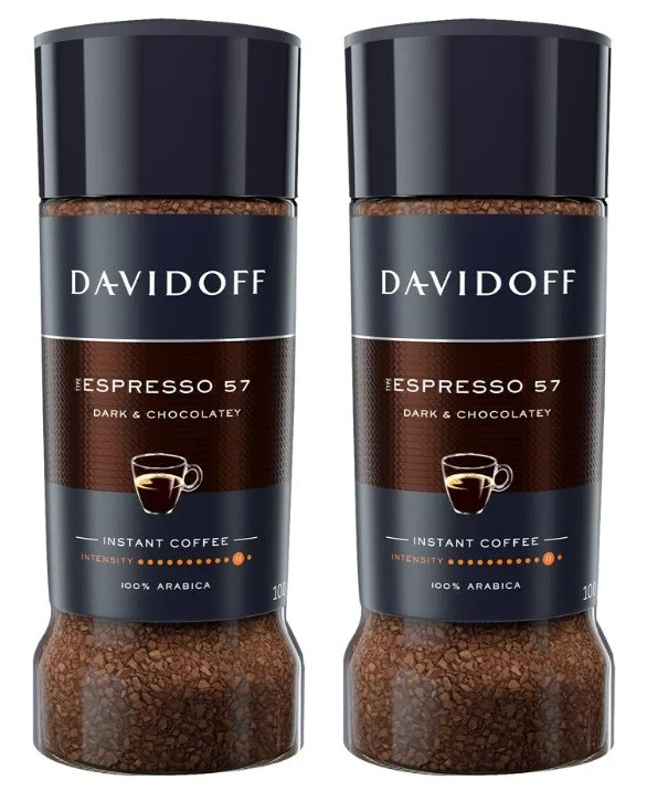 Davidoff Espresso 57 Dark and Chocolatey кофе растворимый 100г ст/б (упак 2 шт)