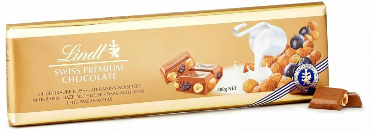 Lindt Gold Milk chocolate Изюм Фундук шоколадная плитка 300 г 