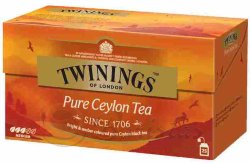 Twinings Pure Ceylon 2г.Х 25 пак, черный  чай картонная упаковка
